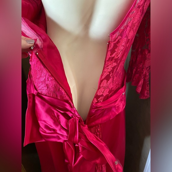 J.C. Penney Vintage 80s Pink Lace Satin Party Prom Dress size 11/12 - Picture 10 of 16